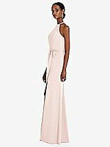 Side View Thumbnail - Blush Halter Criss Cross Cutout Back Maxi Dress