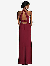 Front View Thumbnail - Burgundy Halter Criss Cross Cutout Back Maxi Dress