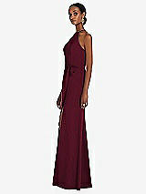 Side View Thumbnail - Cabernet Halter Criss Cross Cutout Back Maxi Dress