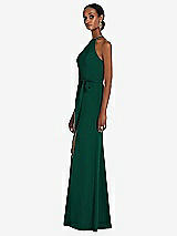 Side View Thumbnail - Hunter Green Halter Criss Cross Cutout Back Maxi Dress