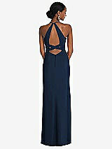 Front View Thumbnail - Midnight Navy Halter Criss Cross Cutout Back Maxi Dress