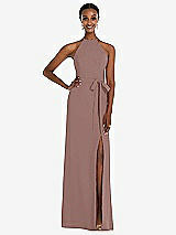 Rear View Thumbnail - Sienna Halter Criss Cross Cutout Back Maxi Dress