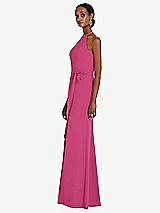 Side View Thumbnail - Tea Rose Halter Criss Cross Cutout Back Maxi Dress