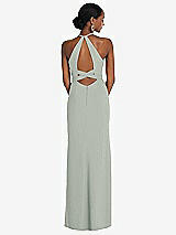 Front View Thumbnail - Willow Green Halter Criss Cross Cutout Back Maxi Dress