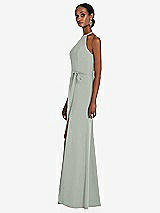 Side View Thumbnail - Willow Green Halter Criss Cross Cutout Back Maxi Dress