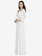 Front View Thumbnail - White Off-the-Shoulder Puff Sleeve Maxi Dress with Front Slit