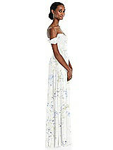 Side View Thumbnail - Bleu Garden Off-the-Shoulder Basque Neck Maxi Dress with Flounce Sleeves