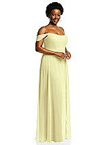 Alt View 2 Thumbnail - Butter Yellow Off-the-Shoulder Basque Neck Maxi Dress with Flounce Sleeves