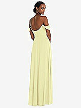 Rear View Thumbnail - Butter Yellow Off-the-Shoulder Basque Neck Maxi Dress with Flounce Sleeves