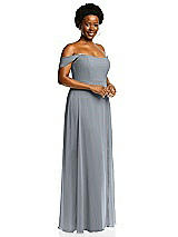 Alt View 2 Thumbnail - Platinum Off-the-Shoulder Basque Neck Maxi Dress with Flounce Sleeves