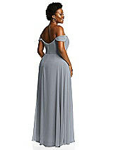 Alt View 3 Thumbnail - Platinum Off-the-Shoulder Basque Neck Maxi Dress with Flounce Sleeves