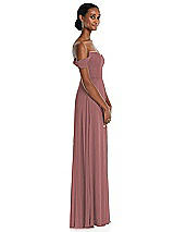 Side View Thumbnail - Rosewood Off-the-Shoulder Basque Neck Maxi Dress with Flounce Sleeves