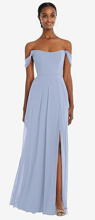 Powder blue off the shoulder dress hotsell