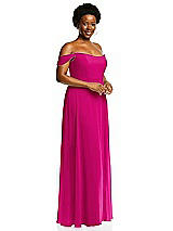 Alt View 2 Thumbnail - Think Pink Off-the-Shoulder Basque Neck Maxi Dress with Flounce Sleeves