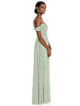 Side View Thumbnail - Vintage Primrose Sage Off-the-Shoulder Basque Neck Maxi Dress with Flounce Sleeves