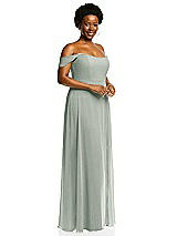 Alt View 2 Thumbnail - Willow Green Off-the-Shoulder Basque Neck Maxi Dress with Flounce Sleeves