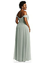 Alt View 3 Thumbnail - Willow Green Off-the-Shoulder Basque Neck Maxi Dress with Flounce Sleeves