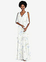 Alt View 1 Thumbnail - Bleu Garden V-Neck Split Sleeve Blouson Bodice Maxi Dress