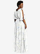 Rear View Thumbnail - Bleu Garden V-Neck Split Sleeve Blouson Bodice Maxi Dress