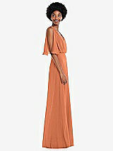 Alt View 2 Thumbnail - Sweet Melon V-Neck Split Sleeve Blouson Bodice Maxi Dress