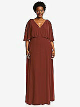 Front View Thumbnail - Auburn Moon V-Neck Split Sleeve Blouson Bodice Maxi Dress