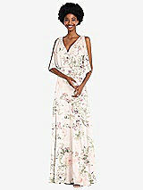 Alt View 1 Thumbnail - Blush Garden V-Neck Split Sleeve Blouson Bodice Maxi Dress