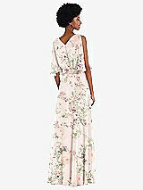 Alt View 3 Thumbnail - Blush Garden V-Neck Split Sleeve Blouson Bodice Maxi Dress