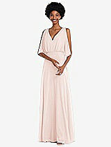 Alt View 1 Thumbnail - Blush V-Neck Split Sleeve Blouson Bodice Maxi Dress