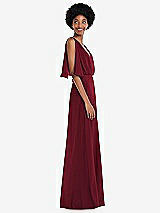 Alt View 2 Thumbnail - Burgundy V-Neck Split Sleeve Blouson Bodice Maxi Dress