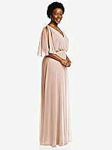 Side View Thumbnail - Cameo V-Neck Split Sleeve Blouson Bodice Maxi Dress