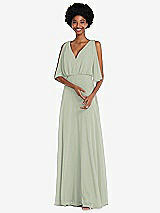 Alt View 1 Thumbnail - Celadon V-Neck Split Sleeve Blouson Bodice Maxi Dress