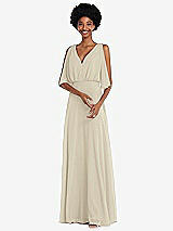 Alt View 1 Thumbnail - Champagne V-Neck Split Sleeve Blouson Bodice Maxi Dress