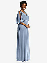 Side View Thumbnail - Cloudy V-Neck Split Sleeve Blouson Bodice Maxi Dress