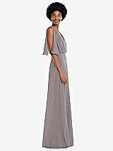 Alt View 2 Thumbnail - Cashmere Gray V-Neck Split Sleeve Blouson Bodice Maxi Dress