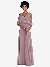 Alt View 1 Thumbnail - Dusty Rose V-Neck Split Sleeve Blouson Bodice Maxi Dress