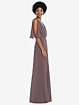 Alt View 2 Thumbnail - French Truffle V-Neck Split Sleeve Blouson Bodice Maxi Dress