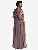 Rear View Thumbnail - French Truffle V-Neck Split Sleeve Blouson Bodice Maxi Dress