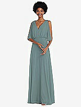 Alt View 1 Thumbnail - Icelandic V-Neck Split Sleeve Blouson Bodice Maxi Dress