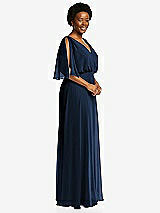 Side View Thumbnail - Midnight Navy V-Neck Split Sleeve Blouson Bodice Maxi Dress