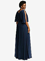 Rear View Thumbnail - Midnight Navy V-Neck Split Sleeve Blouson Bodice Maxi Dress