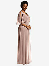 Side View Thumbnail - Neu Nude V-Neck Split Sleeve Blouson Bodice Maxi Dress