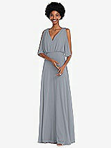 Alt View 1 Thumbnail - Platinum V-Neck Split Sleeve Blouson Bodice Maxi Dress