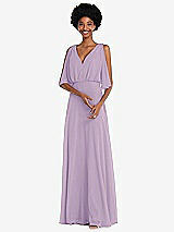 Alt View 1 Thumbnail - Pale Purple V-Neck Split Sleeve Blouson Bodice Maxi Dress