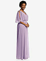 Side View Thumbnail - Pale Purple V-Neck Split Sleeve Blouson Bodice Maxi Dress