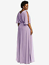 Rear View Thumbnail - Pale Purple V-Neck Split Sleeve Blouson Bodice Maxi Dress