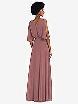 Alt View 3 Thumbnail - Rosewood V-Neck Split Sleeve Blouson Bodice Maxi Dress