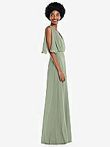 Alt View 2 Thumbnail - Sage V-Neck Split Sleeve Blouson Bodice Maxi Dress