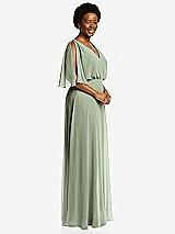 Side View Thumbnail - Sage V-Neck Split Sleeve Blouson Bodice Maxi Dress