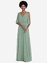 Alt View 1 Thumbnail - Seagrass V-Neck Split Sleeve Blouson Bodice Maxi Dress