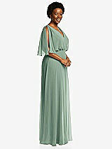 Side View Thumbnail - Seagrass V-Neck Split Sleeve Blouson Bodice Maxi Dress